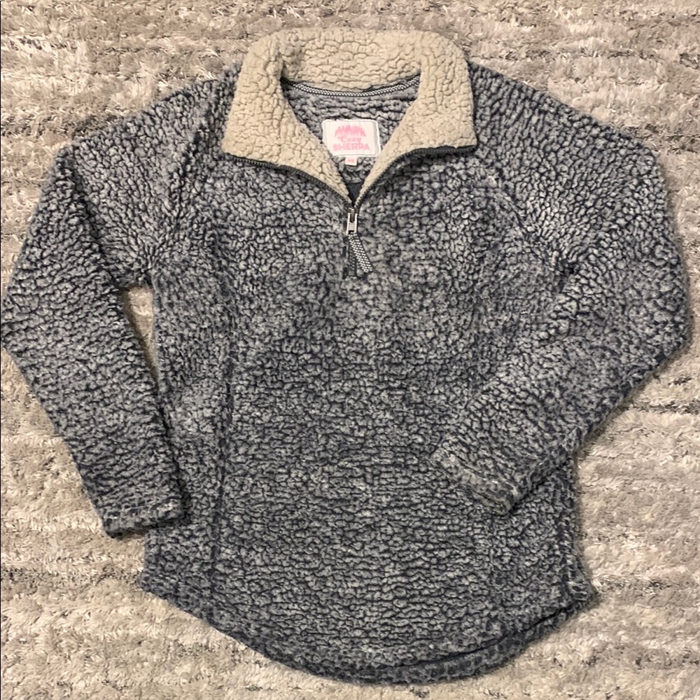 Sherpa Pullover in Gray and Cream
